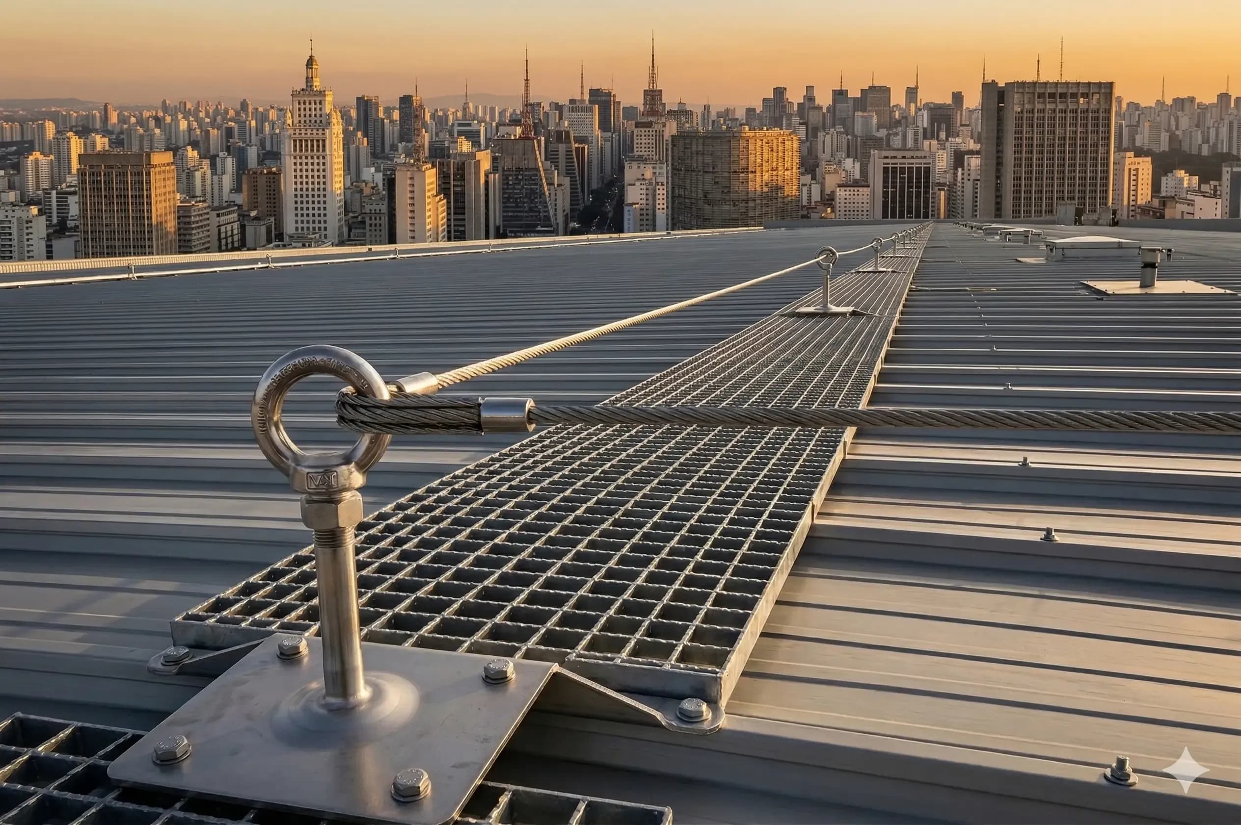 Linha de Vida em Coberturas com Manta TPO e PVC